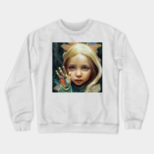 Three Finger Faerie by Kim Turner Art in Midjourney Crewneck Sweatshirt